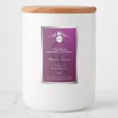 Burgundy Product Label Silver Frame Logo Monogram Lebensmitteletikett (Vorderseite)