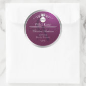 Burgundy Product Label Silver Frame Logo Monogram Runder Aufkleber (Tasche)