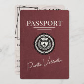 Burgundy Puerta Vallarta Passport Save The Date (Vorne/Hinten)