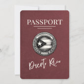 Burgundy Puerto Rico Passport Hochzeit Einladung (Rückseite)