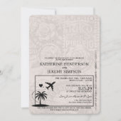 Burgundy Puerto Rico Passport Hochzeit Einladung (Vorderseite)