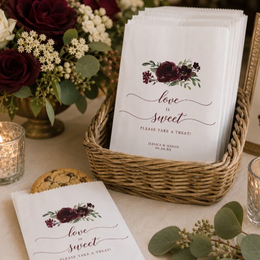 Burgundy Pumpkin Fall Gefallen Beutel Liebe ist sü Geschenktütchen