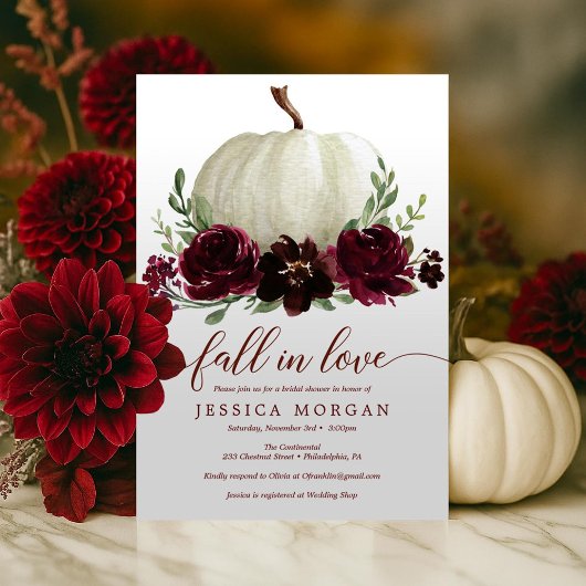 Burgundy Pumpkin Fall Liebe Brautparty einladen Einladung