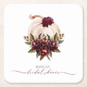 Burgundy Pumpkin Fall Liebe Brautparty einladen Rechteckiger Pappuntersetzer (Vorderseite)