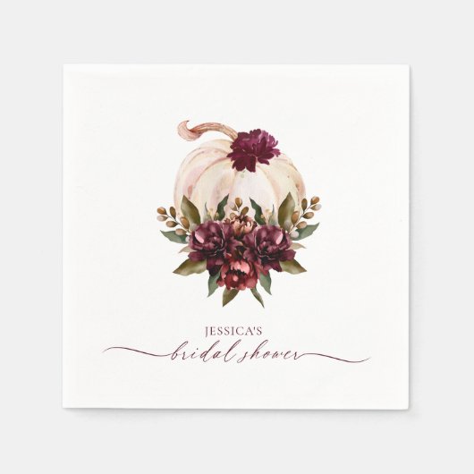 Burgundy Pumpkin Fall Liebe Brautparty einladen Serviette (Vorderseite)