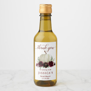 Burgundy Pumpkin Fall Mini Weinflaschen Etikett