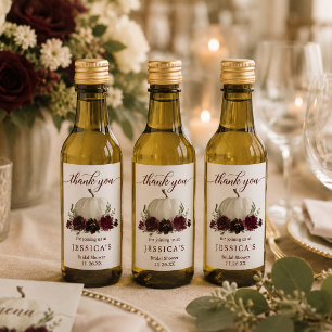 Burgundy Pumpkin Fall Mini Weinflaschen Etikett
