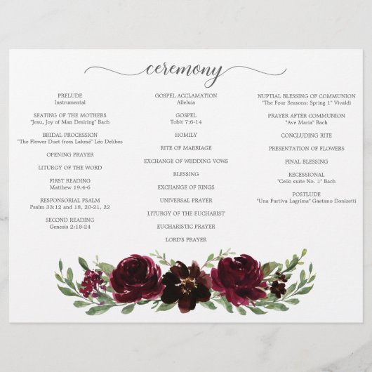 Burgundy Pumpkin Fall Tri-Fold Hochzeitsprogramm (Hinten)