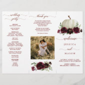 Burgundy Pumpkin Fall Tri-Fold Hochzeitsprogramm (Vorne)