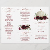 Burgundy Pumpkin Fall Tri-Fold Hochzeitsprogramm (Vorne)