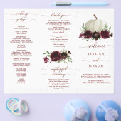 Burgundy Pumpkin Fall Tri-Fold Hochzeitsprogramm (Einzeln)