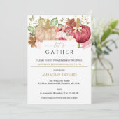 Burgundy Pumpkin Floral Erntedank Dinner Einladung (Stehend Vorderseite)