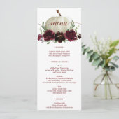 Burgundy Pumpkin Hochzeit im Herbst Menu oder Dusc Einladung (Stehend Vorderseite)