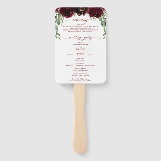 Burgundy Pumpkin Hochzeit im Herbst Program Fan Fächer (Rückseite)