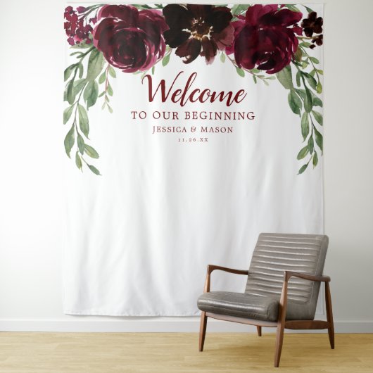Burgundy Pumpkin Wedding Backdrop Foto Booth Wandteppich (Beispiel)