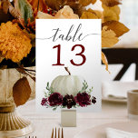 Burgundy Pumpkin Wedding Tischnummern<br><div class="desc">Helfen Sie Ihren Gästen,  sich mit diesen wunderschönen doppelseitigen Tischnummer-Karten schnell zurechtzufinden. Editieren Sie einfach die Zahlen! Sehen Sie sich die gesamte Kollektion an,  um mehr passende Artikel zu finden!</div>