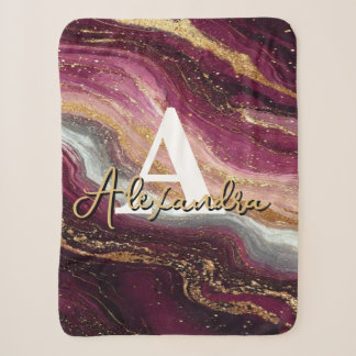 Burgundy Purple Gold Marble Luxury Abstract Geode Sherpadecke