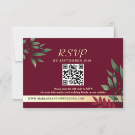 Burgundy QR Code Hochzeit im Herbst RSVP Karte