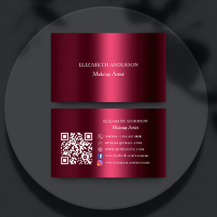 Burgundy Qr Code Instagram Facebook Premium Visitenkarte