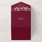 Burgundy QR Code Mason Jars String Lights Hochzeit All In One Einladung (Außenbereich)