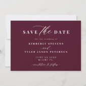 Burgundy QR code simple elegant wedding Save The Date (Vorderseite)