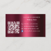Burgundy Qr Code Social Media Facebook Visitenkarte (Rückseite)