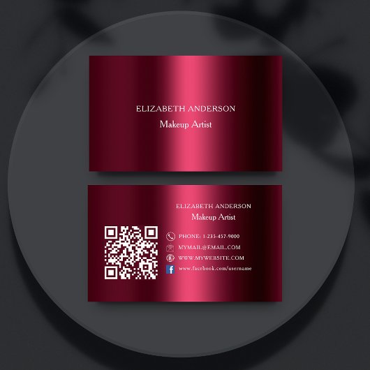 Burgundy Qr Code Social Media Facebook Visitenkarte