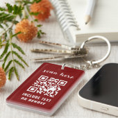 Burgundy QR Code Your Logo Business Keychains Schlüsselanhänger (Vorderseite rechts)