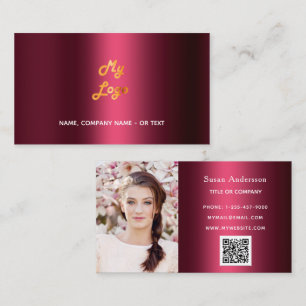 Burgundy qr Logo Mitarbeiter Foto Visitenkarte