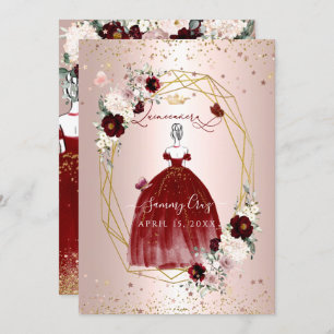 Burgundy Quinceanera H2 Blume Dusty Rose Blush Einladung