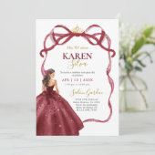 Burgundy Quinceanera Invitation Einladung (Stehend Vorderseite)