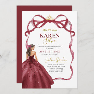Burgundy Quinceanera Invitation Einladung