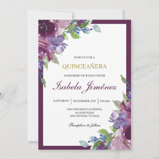 Burgundy quinceañera invitation einladung