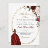 Burgundy Quinceanera Silhouette Einladung (Vorne/Hinten)