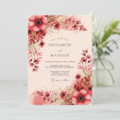 Burgundy Radiant Romantic Wedding Einladung (Stehend Vorderseite)