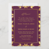 Burgundy rahmen Verziert islamische Hochzeit Einladung (Vorderseite)