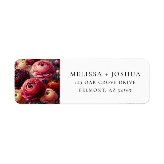 Burgundy Ranunculus Painting Return Address Label (Vorne)