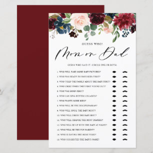 Burgundy Ratgeber, wer Mama oder Vater Baby Showsp