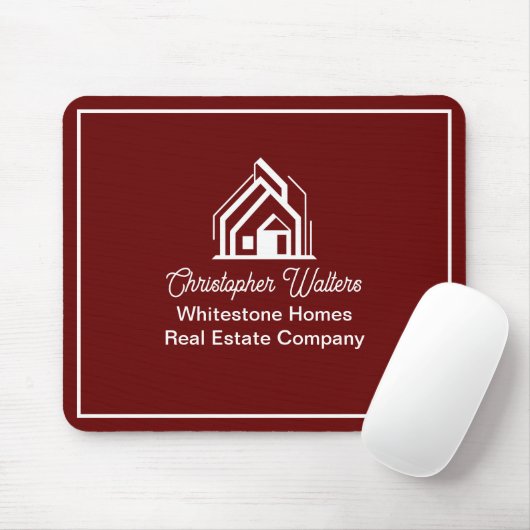 Burgundy Real Estate Company Custom Realtor Mousepad (Mit Mouse)