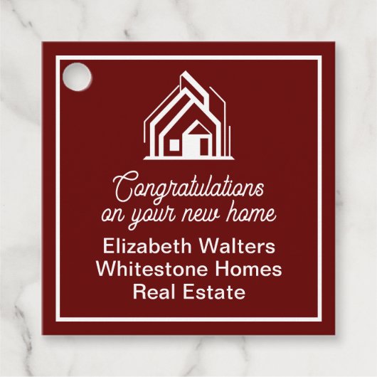 Burgundy Real Estate Company Customized Party Geschenkanhänger (Vorderseite)