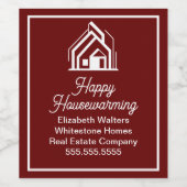 Burgundy Real Estate Company Customized Realtor Weinetikett (Einzelnes Label)