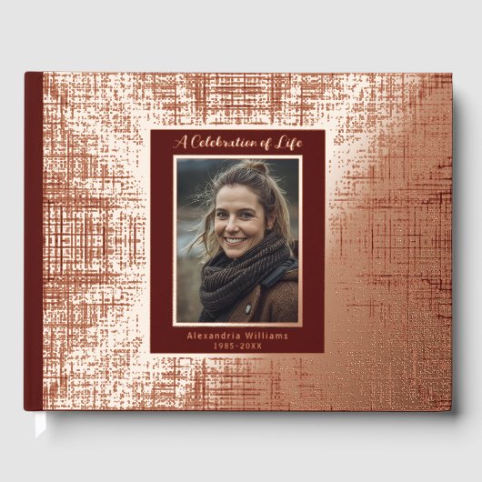 Burgundy Real Foil Funerary Guest Books Maroon Gästebuch (Vorderseite)