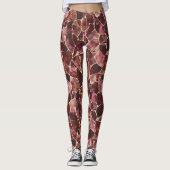 Burgundy Red Abstrakt Leggings (Vorderseite)