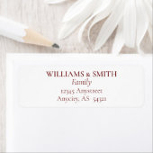 Burgundy Red Address on White Label (Insitu)