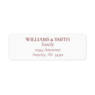 Burgundy Red Address on White Label