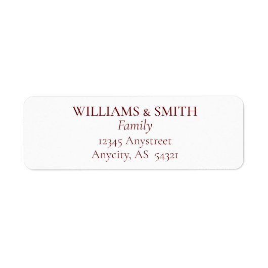 Burgundy Red Address on White Label (Vorne)