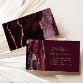 Burgundy Red Agate Geode Gold Glitzer Real Anwesen Visitenkarte