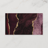 Burgundy Red Agate Geode Gold Glitzer Real Anwesen Visitenkarte (Rückseite)