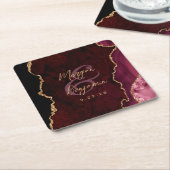 Burgundy Red Agate Gold Script Wedding Rechteckiger Pappuntersetzer (angewinkelt)