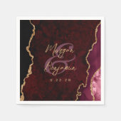 Burgundy Red Agate Gold Script Wedding Serviette (Vorderseite)